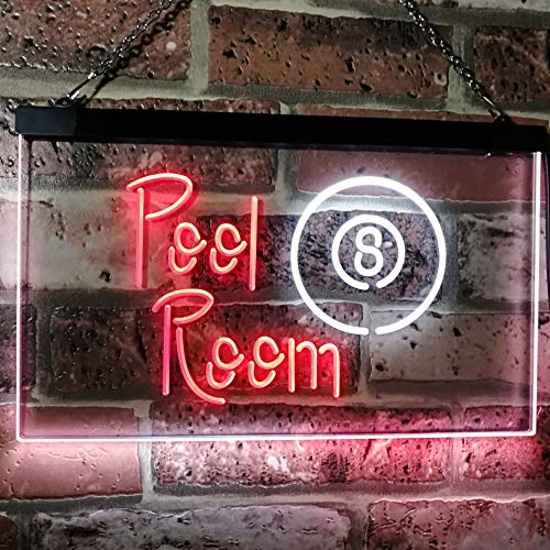 Billiards Pool Room Dual LED Neon Light Sign